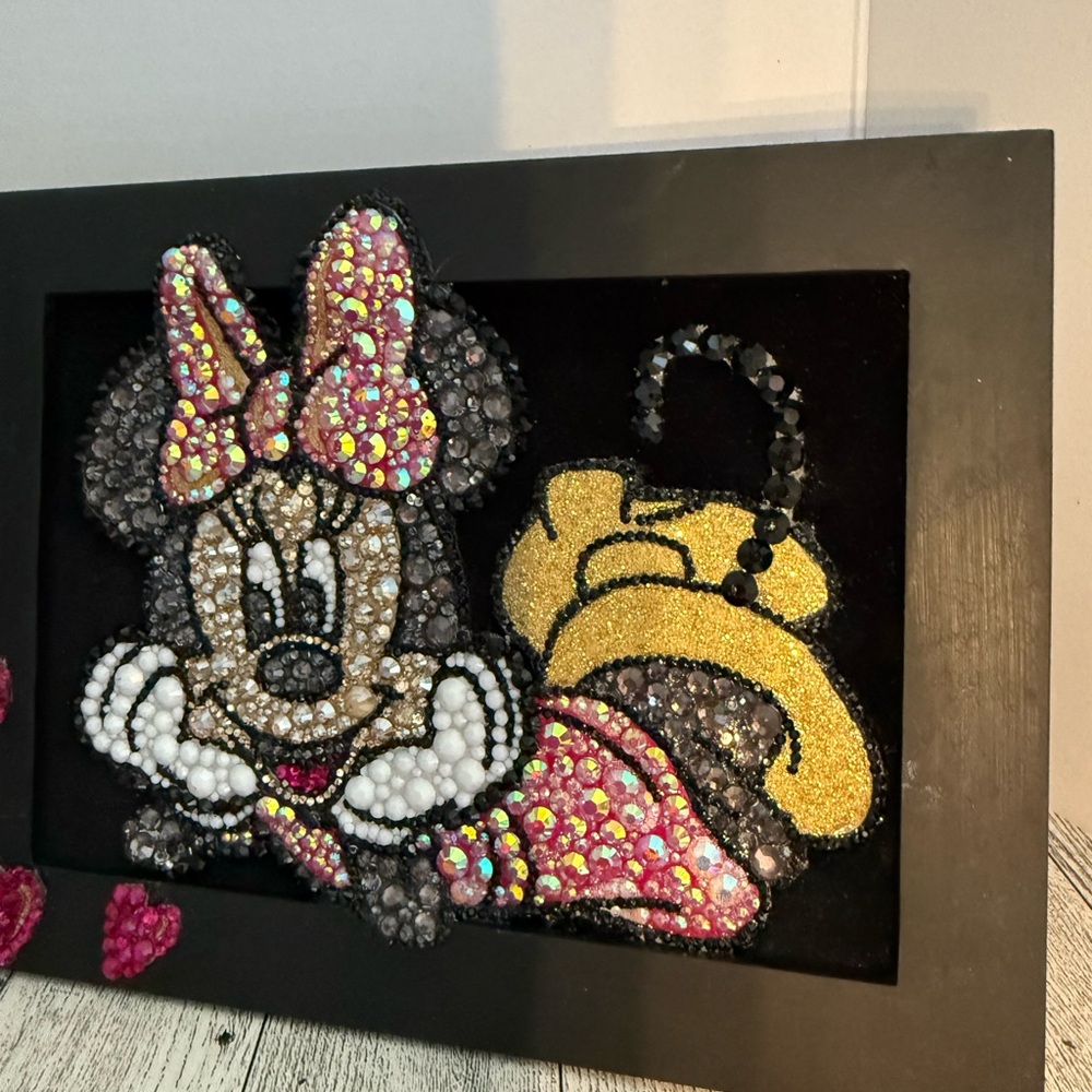 Mickey & Minnie Mouse Rhinestone Book Shelf ArtWork Bedazzled Picture Frame - Picture 7 of 13